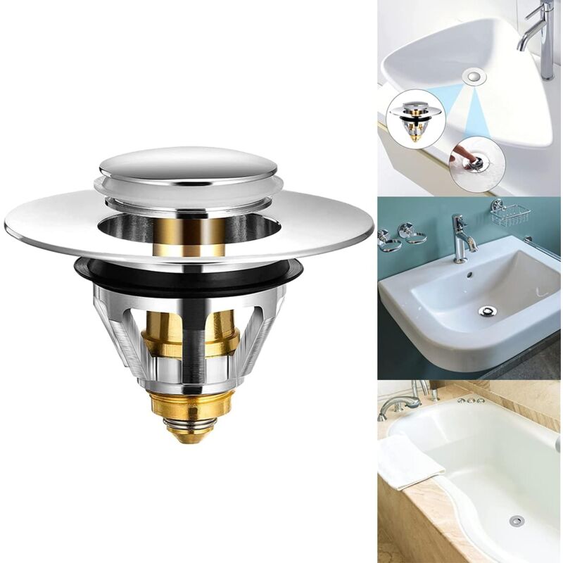 foto del prodotto sollbry tappo pop up per lavello filtro universale anti intasamento, tappo per lavello, tappo per vasca da bagno e sportello acciaio