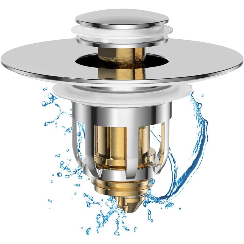 foto del prodotto sollbry tappo universale 2 in 1 per lavandino del bagno, filtro di scarico per lavandino del bagno con cestello anti intasamento, tappo di scarico