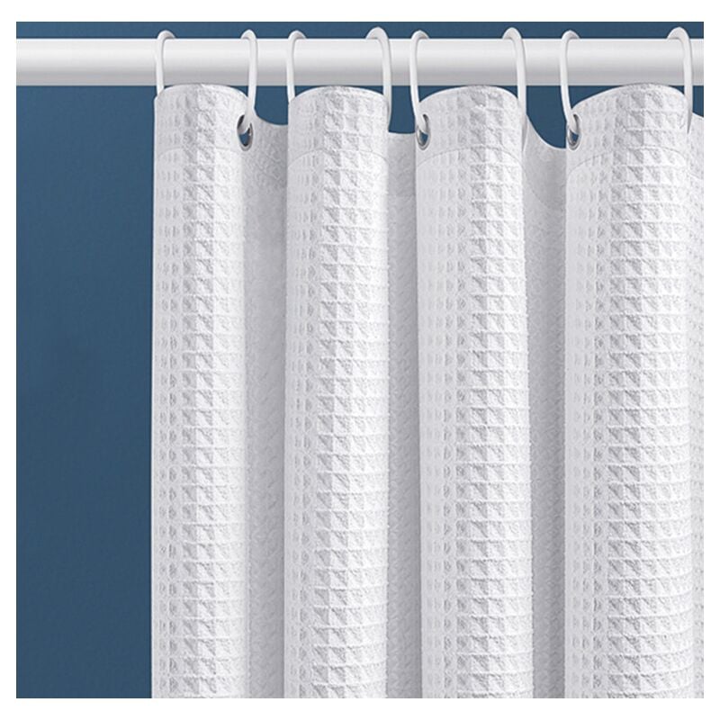 foto del prodotto sollbry tenda da doccia a nido d ape con anelli in metallo, antimuffa, in tessuto resistente per vasca da bagno, box doccia bianco 80x180 cm 