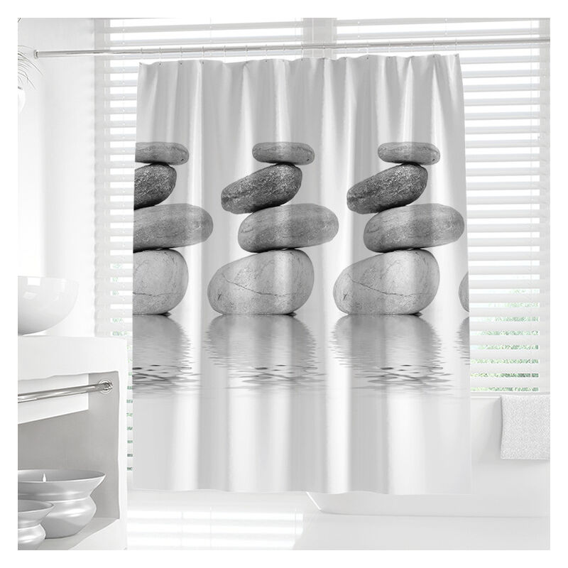 foto del prodotto sollbry tenda da doccia antibatterica, antimuffa e impermeabile, con 12 anelli, 180 x 180 cm, grigio ciottolo