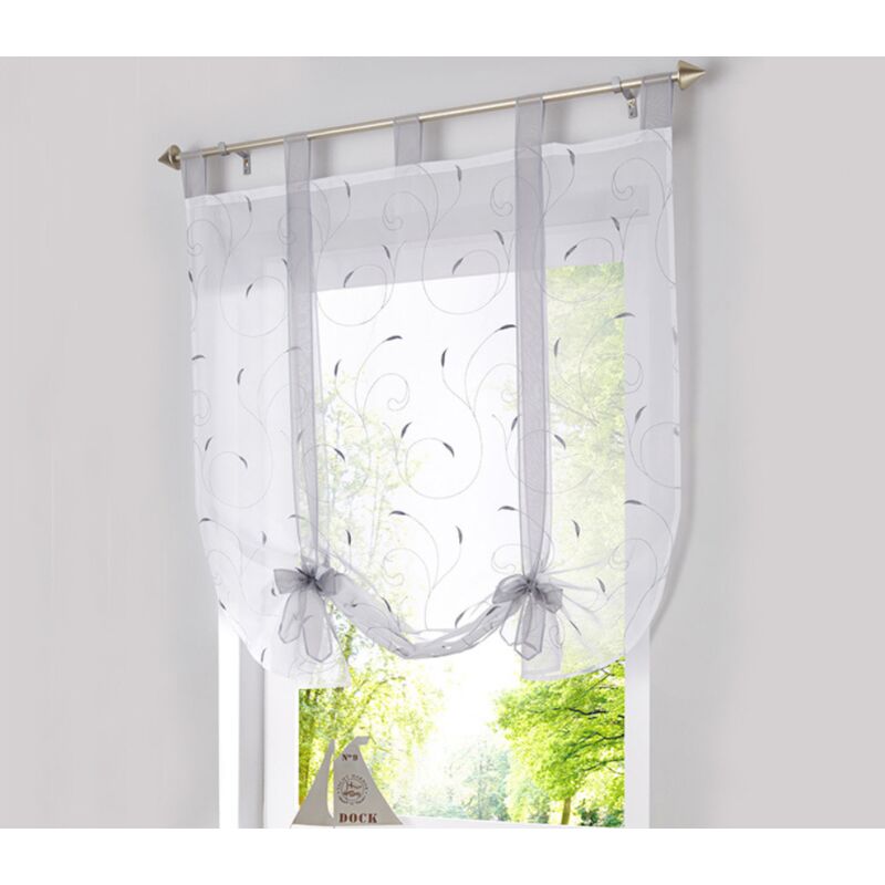 foto del prodotto sollbry tende a pacchetto trasparenti con ricamo per finestra, decorazione per camera da letto, balcone, cucina, grigio, 80 cm x 140 cm