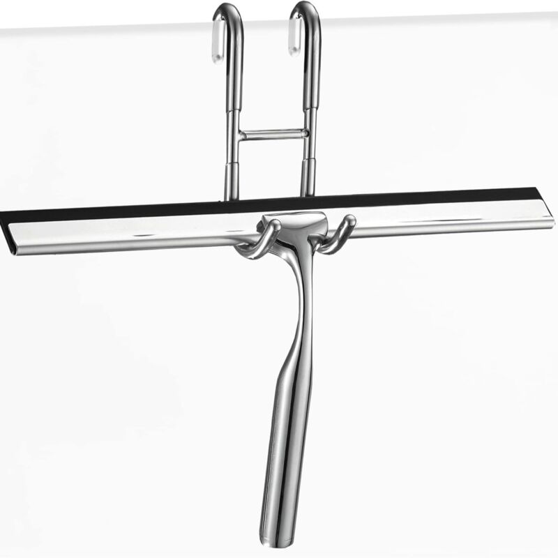 foto del prodotto sollbry tergivetro per doccia in acciaio inox, 25 cm, con gancio, senza foratura, per bagno, specchi, pulizia di vetri e piastrelle.