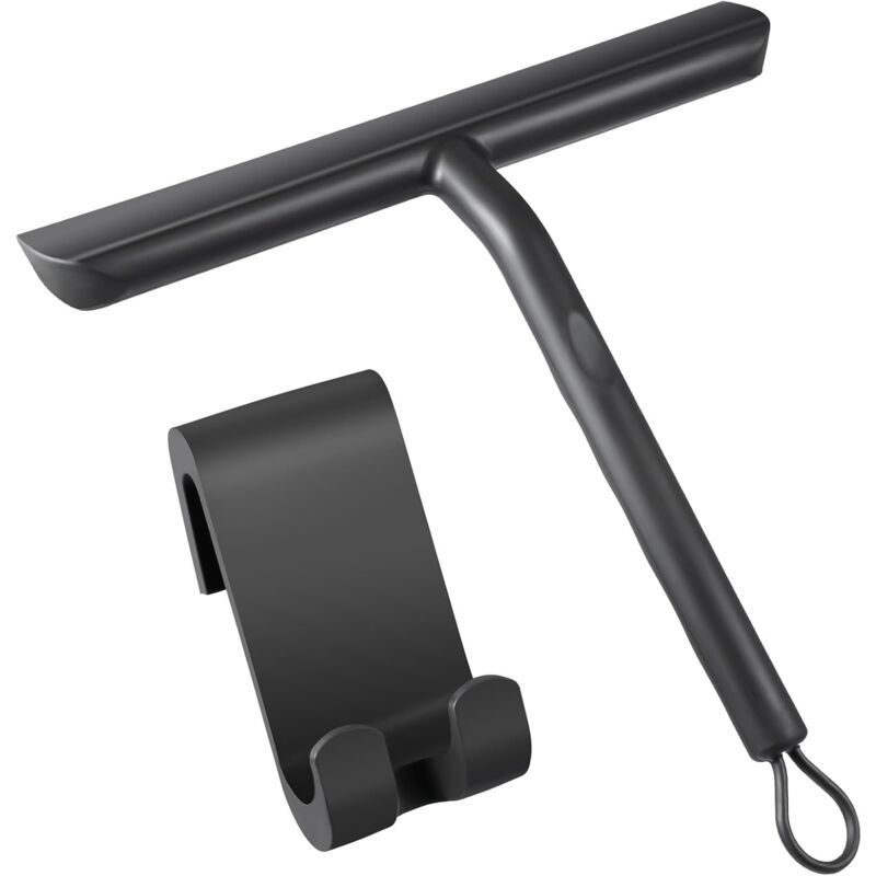 foto del prodotto sollbry tergivetro per doccia, pulizia senza aloni per porte in vetro, tergivetro per bagno con supporto 22 cm, nero, tergivetro in silicone per
