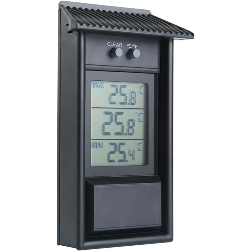 foto del prodotto sollbry termometro digitale per minima e massima temperatura, termometro digitale per interni ed esterni, termometro da giardino nero, termometro