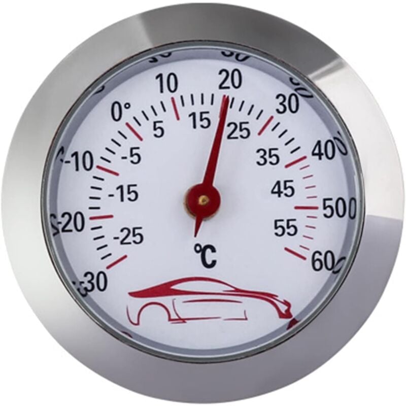 foto del prodotto sollbry termometro mini termometro per auto da 30 a 60 indicatore di prova della temperatura incorporato quadrante rotondo da 43 mm monitor