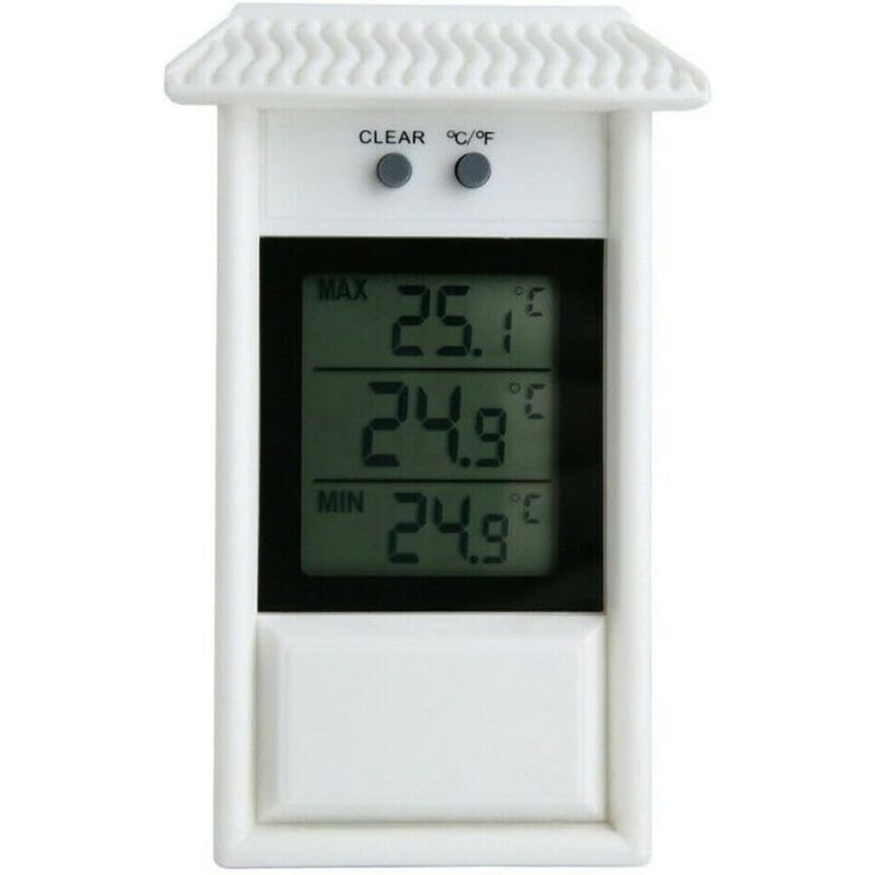 foto del prodotto sollbry termometro per serra con display digitale, montaggio a parete, impermeabile, temperatura massima e minima per interni ed esterni bianco 