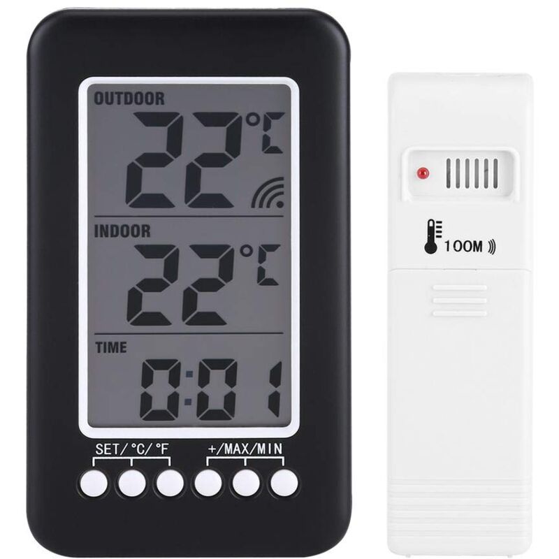 foto del prodotto sollbry termometro wireless per interni ed esterni, termometro per la casa, termometro digitale lcd per interni ed esterni, orologio misuratore di