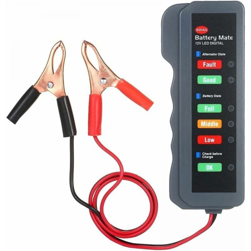 foto del prodotto sollbry tester alternatore batteria auto 12v led digitale analizzatore di carica alternatore condizioni batteria con clip in rame led per auto moto