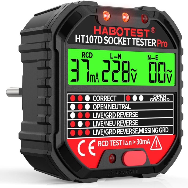foto del prodotto sollbry tester di prese, tester automatico di corrente per circuiti elettrici, rilevatore di tensione di polarit 90 250 v 45 65 hz, 6 tipi di
