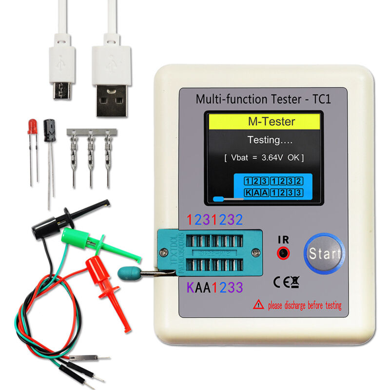 foto del prodotto sollbry tester lcr tc1 per transistor, diodo, triodo, condensatore, resistore, lw21, multifunzionale, tascabile, con display colorato da 1,8