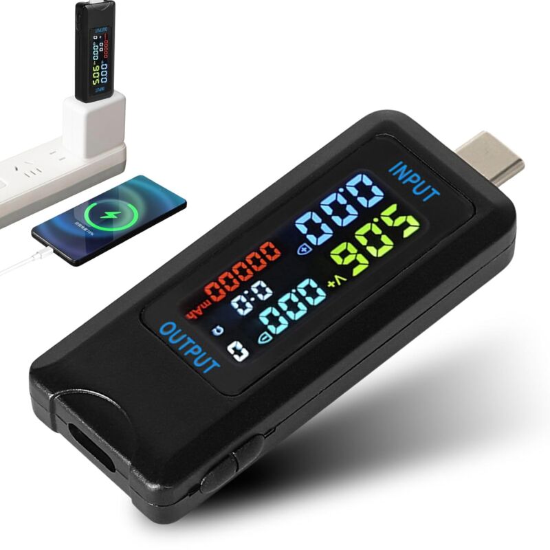 foto del prodotto sollbry tester usb, tester di tensione e corrente usb c da 4,5 36 v, 0 5 a, multimetro, voltmetro, amperometro, capacit , potenza, rilevatore di