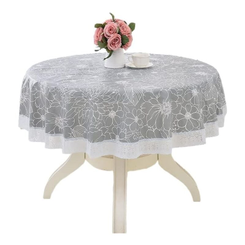 foto del prodotto sollbry tovaglia decorativa antiscivolo rotonda da 71 pollici anello in plastica pvc impermeabile e antiolio per cucina 1 pezzo 