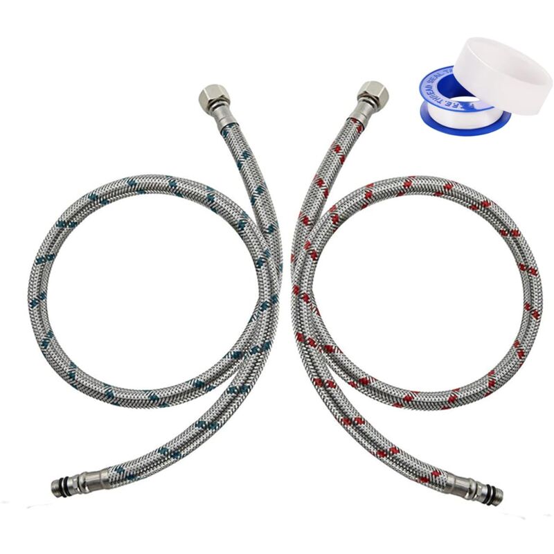 foto del prodotto sollbry tubi flessibili di collegamento per rubinetto g3 8 x m10 80 cm, tubi flessibili per rubinetto intrecciati in acciaio inossidabile con