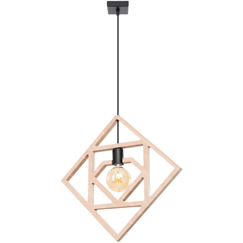 foto del prodotto sollux lampada a sospensione caro legno naturale nero 50x145x8cm