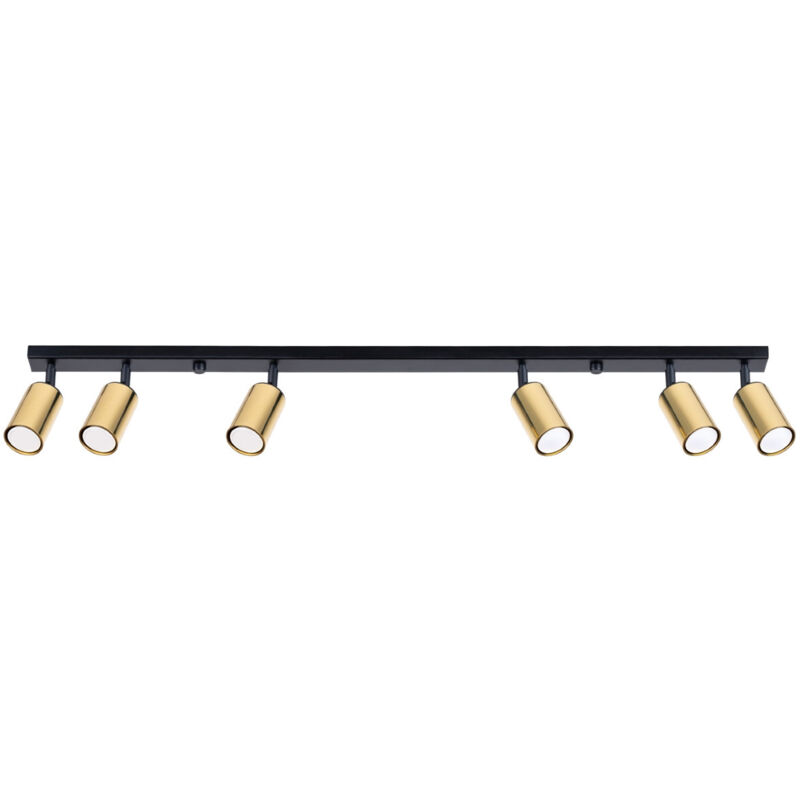 foto del prodotto sollux winx barra faretti da soffitto a 6 luci nera, oro