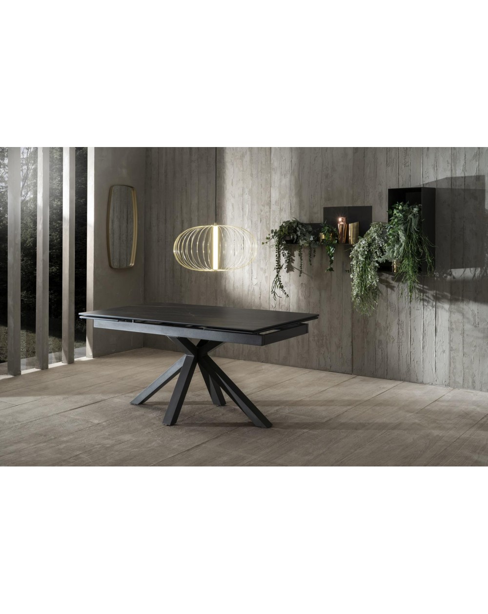 foto del prodotto sololed tavolo allungabile da 160cm a 240cm moderno top in ceramica su vetro temperato portoro