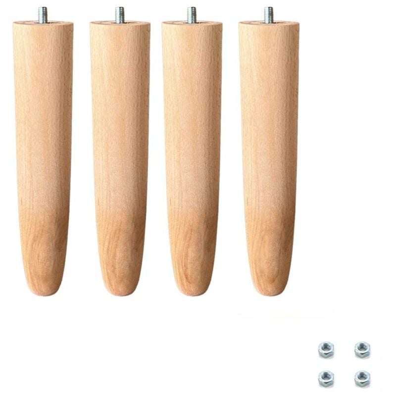 foto del prodotto soluko set 4 piedi in legno di faggio per letto e rete a doghe 27 cm