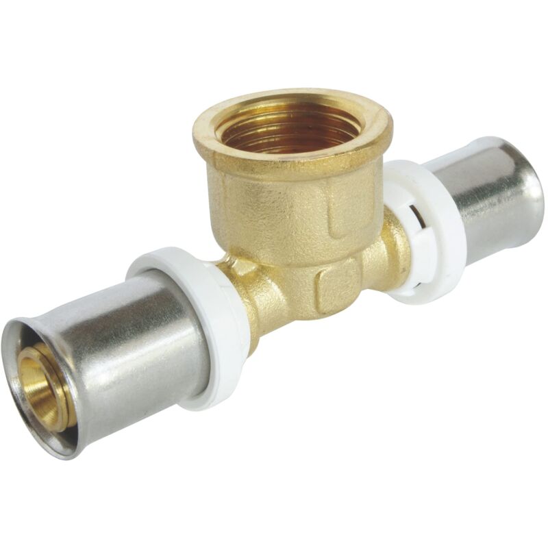foto del prodotto somatherm for you 5722 20 15 20 te piegatura del tubo multistrato 20 femmina 15 21 1 2 al centro per collegare un tubo multistrato di