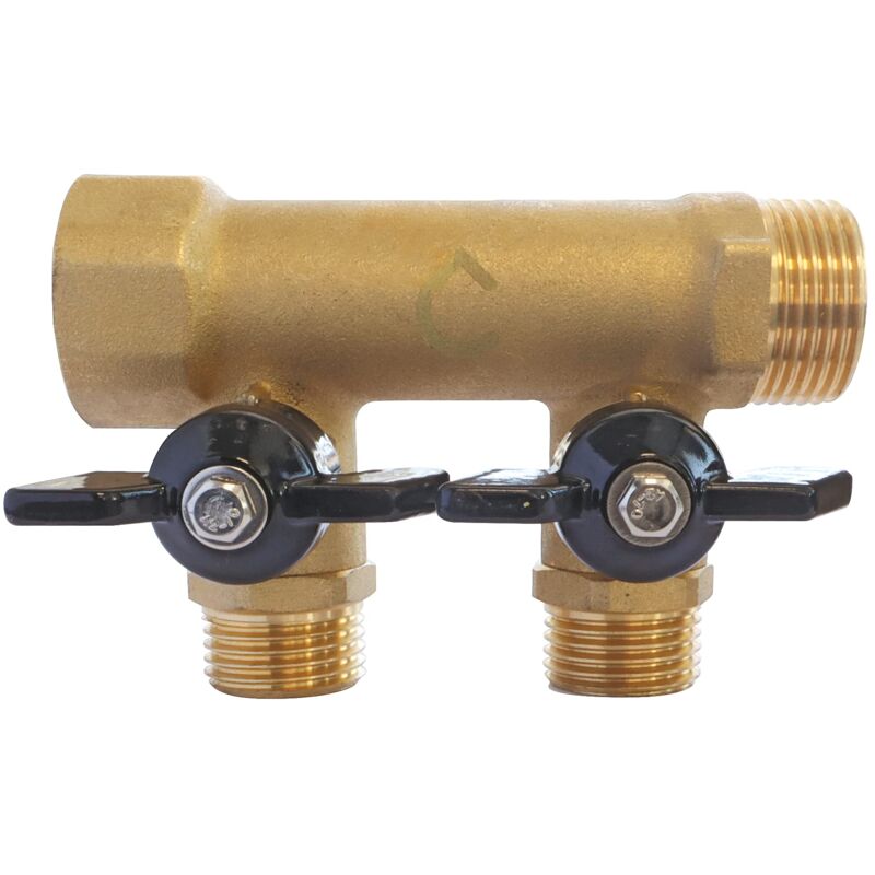 foto del prodotto somatherm for you collettore di ottone con mini valvole integrato 2 partenze maschile 15 21 20 27 female ingresso uscita buck 20 27