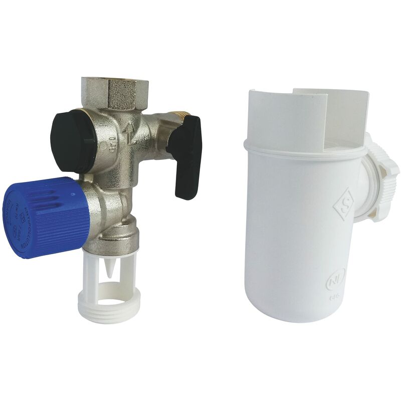 foto del prodotto somatherm for you kit che comprende 1 nc 20 27 security group 3 4 acqua in ottone neutro con l aria di guardia a destra e 1 trappola imbuto