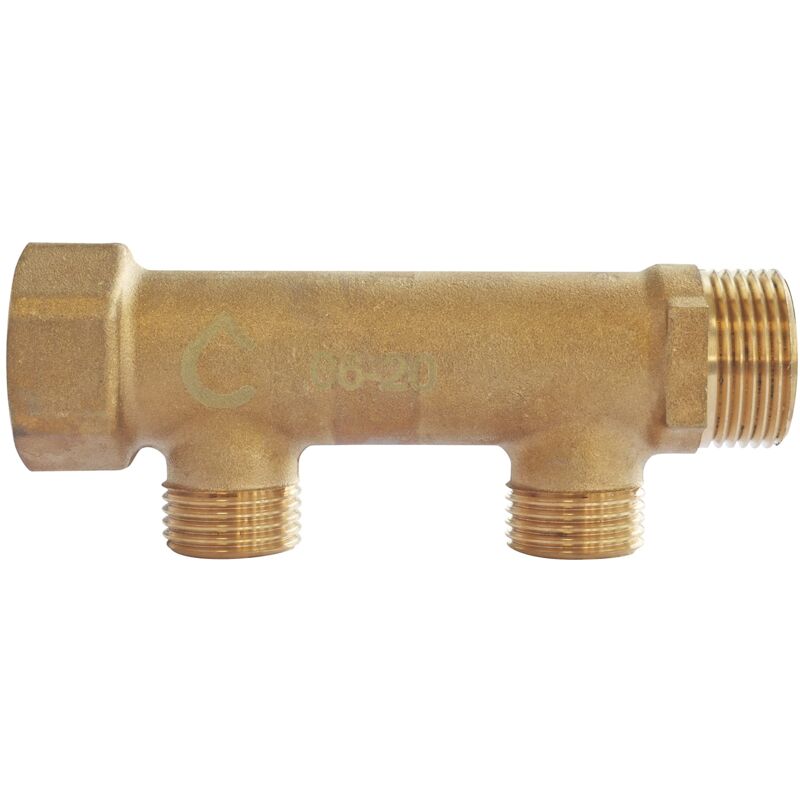 foto del prodotto somatherm for you ottone collettore 2 partenze maschile 15 21 20 27 female ingresso uscita buck 20 27