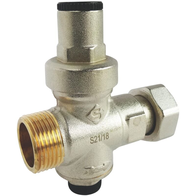 foto del prodotto somatherm for you - pressione pistone riduttore - girando il dado -maschio 20/27 - manometro di uscita al di sotto - regolazione della pressione in