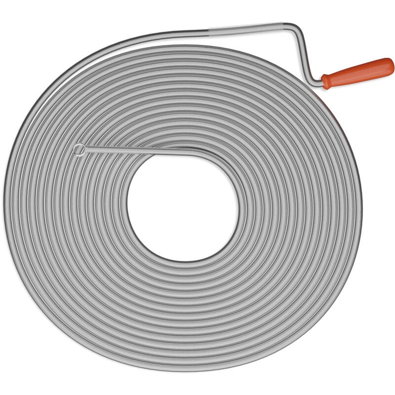 foto del prodotto sonda sturatubi, 15 m, spirale sturalavandini meccanica, per wc, doccia, vasca, in acciaio, argento rosso relaxdays