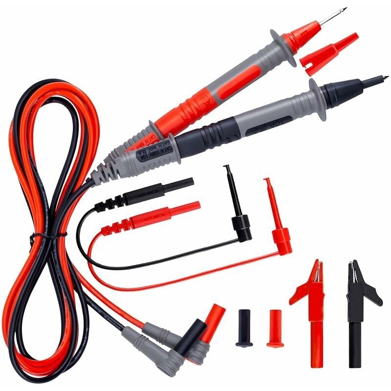 foto del prodotto sonde per multimetro, kit di test in silicone morbido per elettricisti, puntali cat iii 1000 v con clip a coccodrillo e sonda ad ago