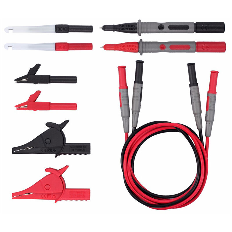 foto del prodotto sonde per multimetro kit sonda elettronica per connettivit da 10 pezzi per multimetri e pinze amperometriche con clip a coccodrillo e connettori a