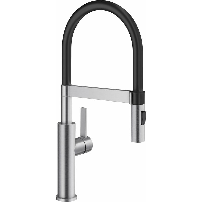 foto del prodotto sonea s miscelatore da lavello con braccio flessibile e doccetta, acciaio inox spazzolato 526616 blanco