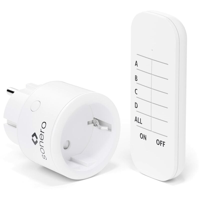 immagine 0 del prodotto sonero set di prese wireless 2300 watt 1x telecomando, 1x presa per uso interno, portata 30 m, design compatto, bianco