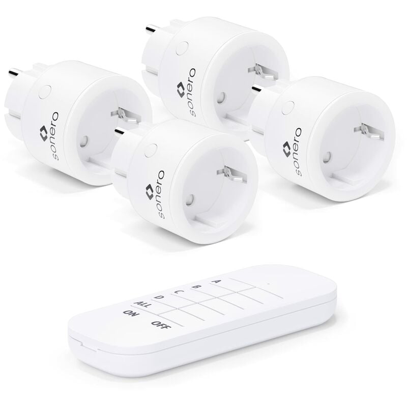 foto del prodotto sonero set presa wireless 2300 watt 1 telecomando, 4 prese interne, portata 30 m, design compatto, bianco
