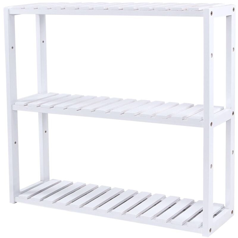 foto del prodotto songmics 3 ripiani doccia scaffale portasapone mensola da parete bamb 60 x 15 x 54cm bianco