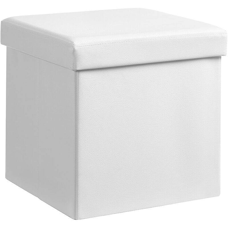 foto del prodotto songmics 38 cm pouf cubo poggiapiedi sgabello pieghevole carico max. 300 kg bianco lsf103