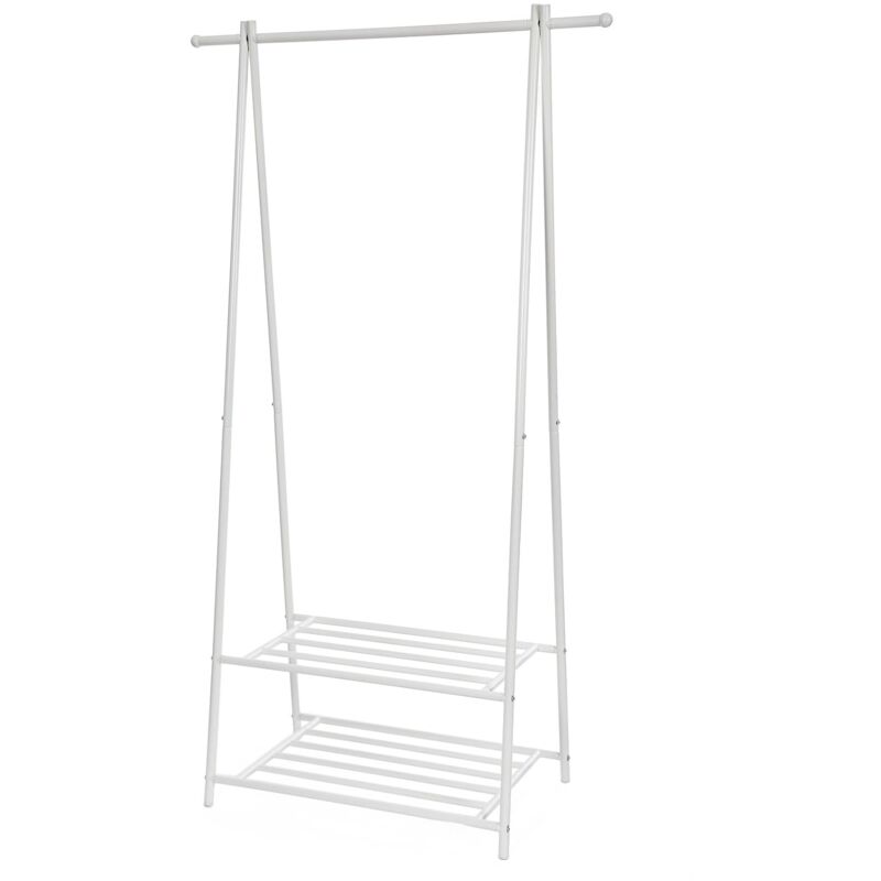 foto del prodotto songmics appendiabiti con 2 ripiani portaoggetti portascarpe, struttura in metallo, salvaspazio, ideale in camera da letto, corridoio, ufficio e