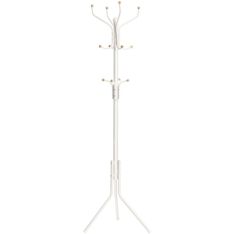 foto del prodotto songmics appendiabiti da terra, attaccapanni autoportante in metallo, altezza 182 cm, 12 ganci, per vestiti, cappelli, borse, bianco rcr19w