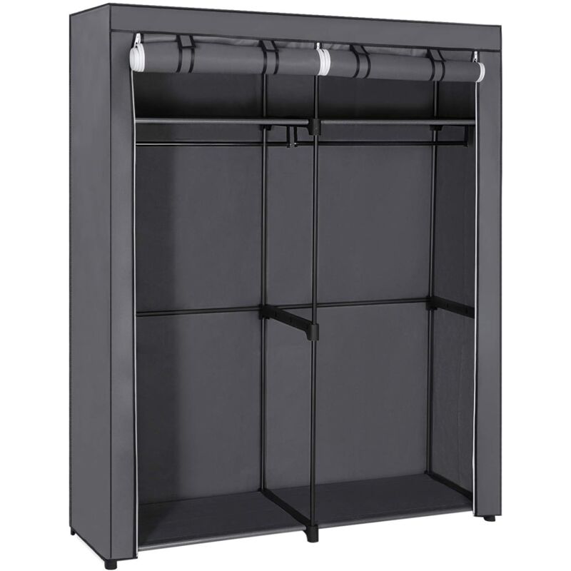 foto del prodotto songmics armadio in tessuto, guardaroba portatile con barre di sospensione, appendiabiti, pieghevole, camera da letto, studio, stabile, 140 x 43 x