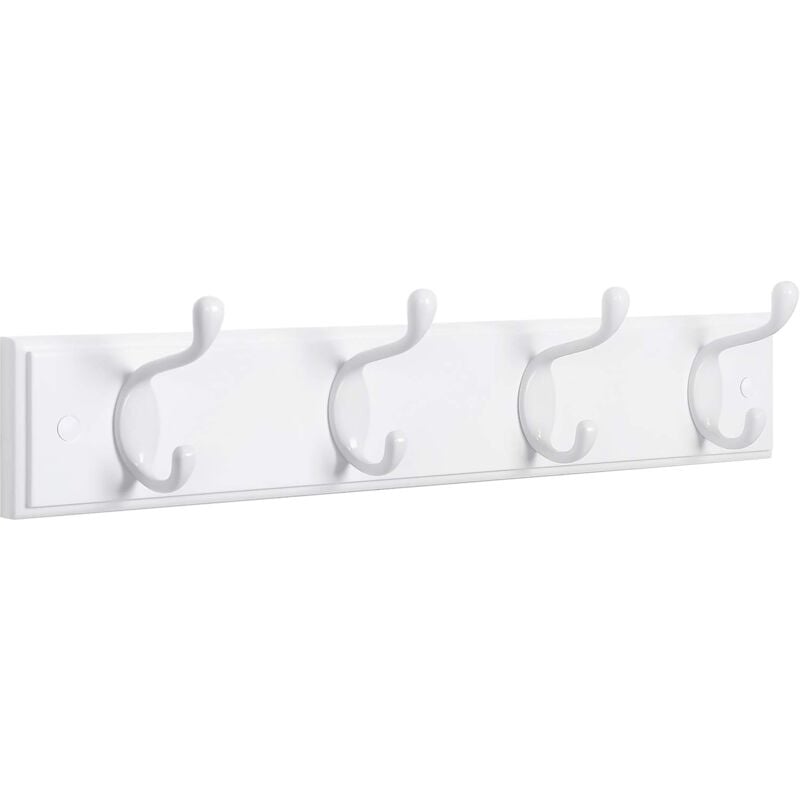foto del prodotto songmics attaccapanni a parete in legno, appendiabiti a muro con 4 ganci metallici, per camera da letto, corridoio, bagno, bianco