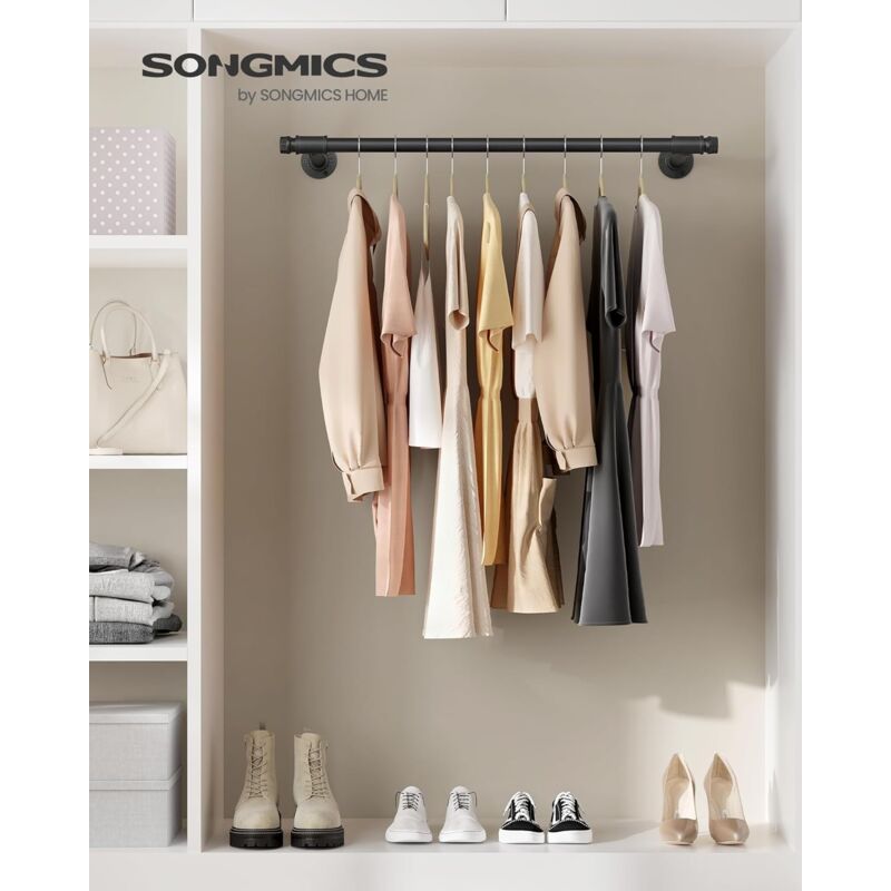 foto del prodotto songmics barra appendiabiti da parete, set da 2, tubo attaccapanni da muro, stile industriale, salvaspazio, 30 x 84 x 7 cm, portata di 60 kg,
