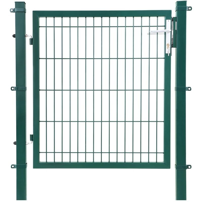 foto del prodotto songmics cancello a rete da giardino porta da cortile con serratura e chiavi robusto e resistente dimensioni 106 x 100cm dimensioni della rete 50 x