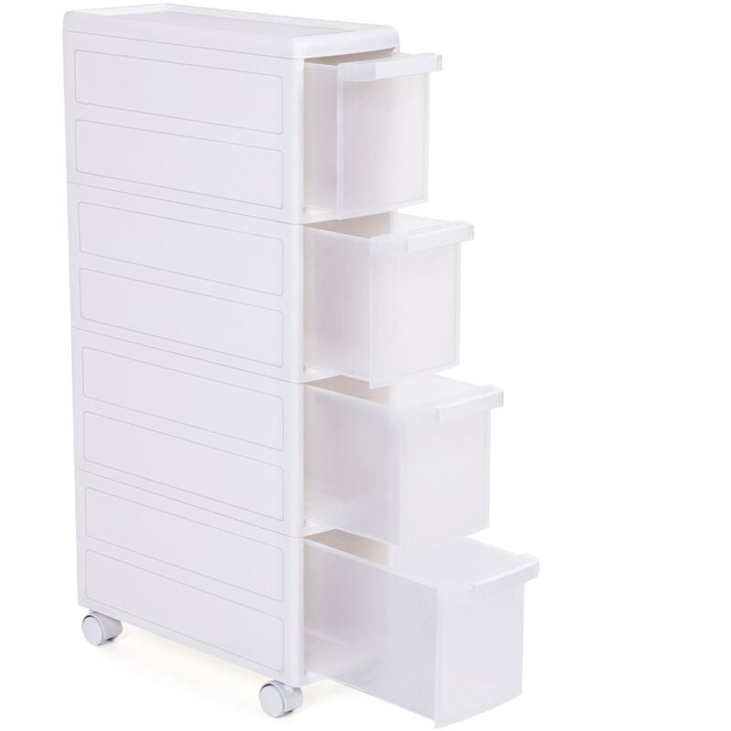 foto del prodotto songmics carrello da bagno, mensola da cucina, scaffale da bagno multiuso, bianco, 18 x 84.5 x 46 cm
