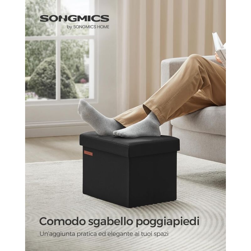 foto del prodotto songmics cassapanca, pouf contenitore, poggiapiedi pieghevole da 31 x 41 cm, ottomano con stoccaggio, regge fino a 130 kg, per soggiorno, camera da