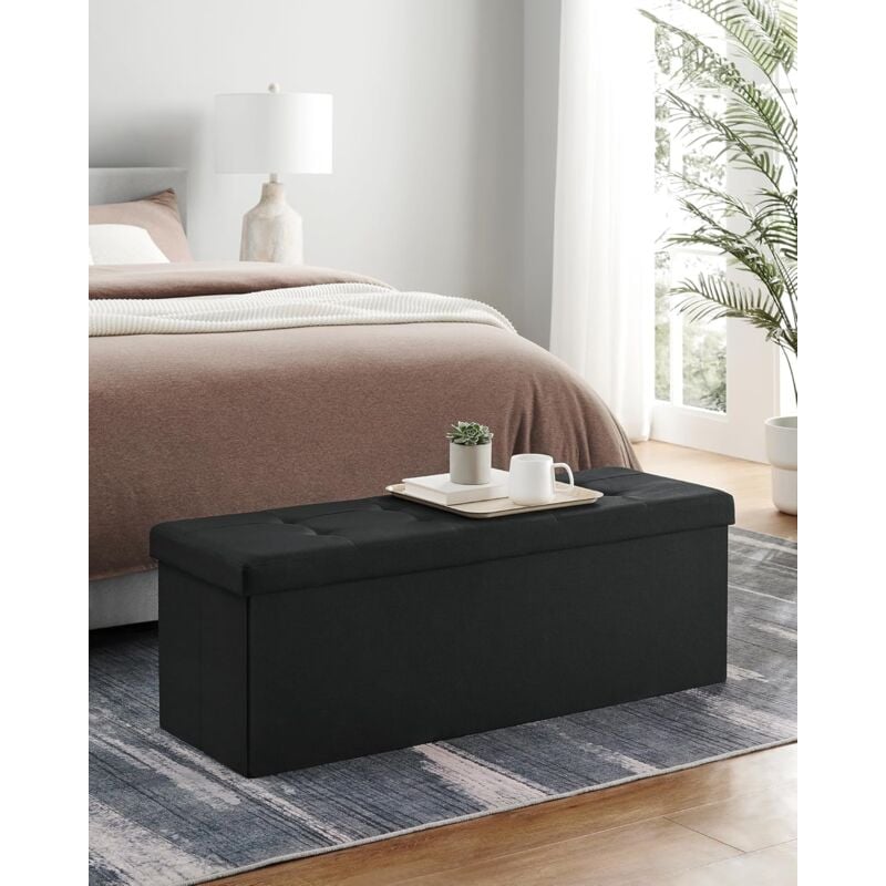foto del prodotto songmics cassapanca, pouf contenitore, poggiapiedi pieghevole da 38 x 110 x 38 cm, ottomano, regge fino a 300 kg, per soggiorno, camera da letto,