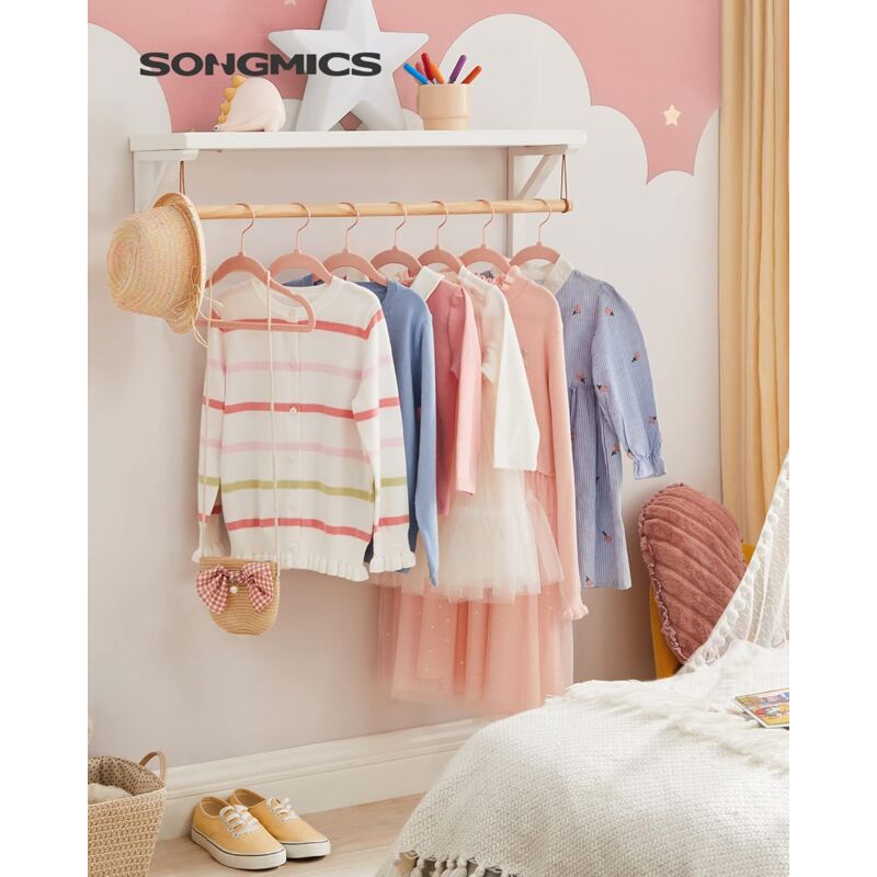 foto del prodotto songmics grucce bambini, set di 50 grucce salvaspazio con ganci girevoli a 360 color oro rosa, grucce appendiabiti in velluto antiscivolo per