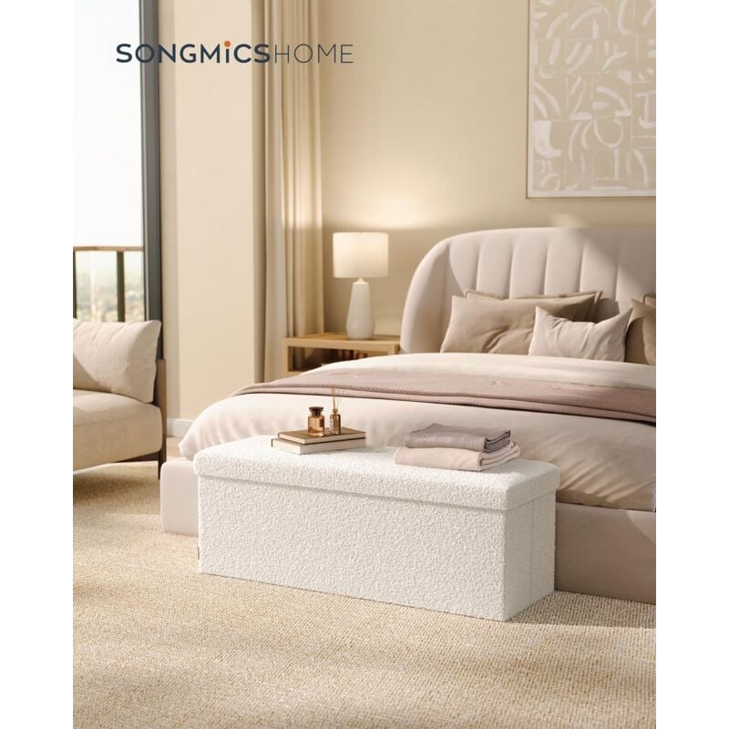 foto del prodotto songmics home cassapanca, pouf contenitore, sgabello poggiapiedi pieghevole 38 x 110 x 38 cm, regge fino a 300 kg, per soggiorno, camera da letto,