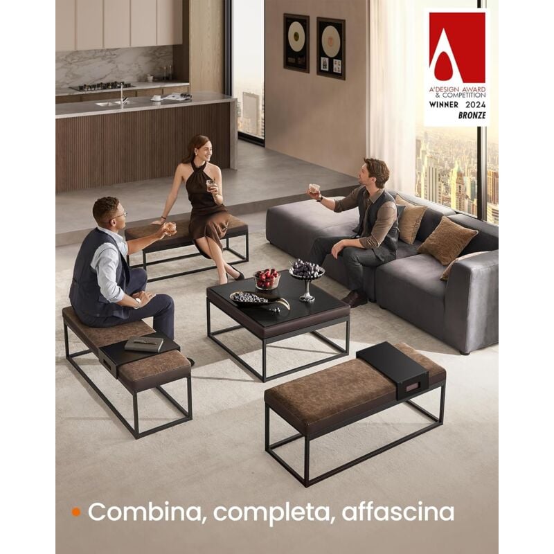 foto del prodotto songmics home luiz collezione panca imbottita camera da letto, piano reversibile, panca ingresso, ripiano rimovibile, portata 300 kg, soggiorno,