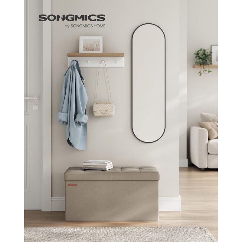 foto del prodotto songmics pouf contenitore, cassapanca contenitore da 89 litri con coperchio ribaltabile, panca con sedile imbottito, pieghevole, 38 x 76 x 38 cm,