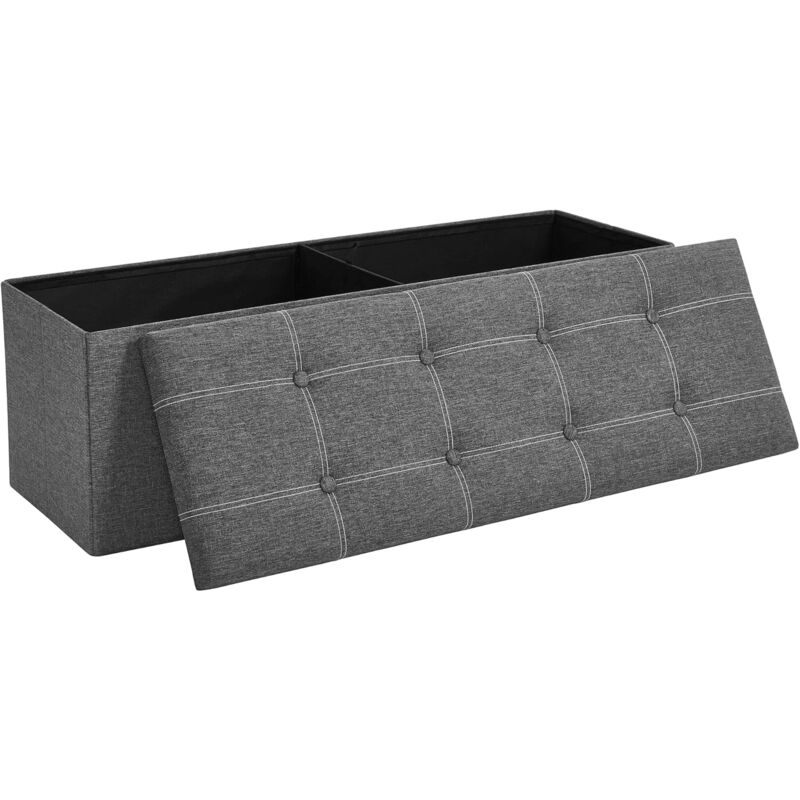 foto del prodotto songmics pouf contenitore, cassapanca contenitore pieghevole, 110 x 38 x 38 cm, poggiapiedi in simil lino, regge fino a 300 kg, ingresso camera da