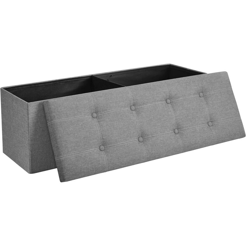 foto del prodotto songmics pouf contenitore, cassapanca contenitore pieghevole, 110 x 38 x 38 cm, poggiapiedi in simil lino, regge fino a 300 kg, ingresso camera da