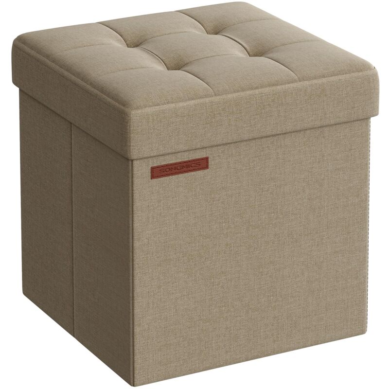 foto del prodotto songmics pouf contenitore da 38 cm, cassapanca pieghevole, panca contenitore, poggiapiedi, per camera da letto ingresso soggiorno, marrone cammello